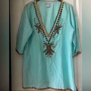 Soft Surroundings embroidered & beaded  Summer Top